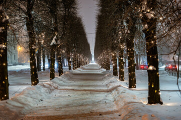 Christmas decorations in streets of Riga 