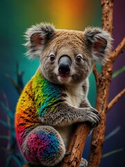 Naklejka premium Vector image of a koala with vibrant colors, showcasing nature.
