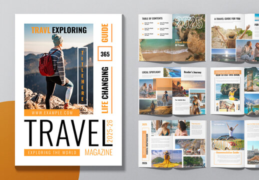 Travel Magazine Layout Winter Adventure Template