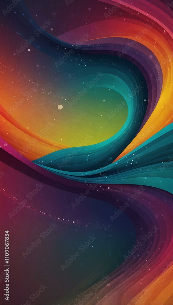 Poster vibrant abstract background with waves and circles.