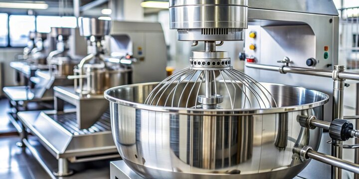 Industrial open mixer with screw in food industry close-up, mixing, machinery, equipment, factory