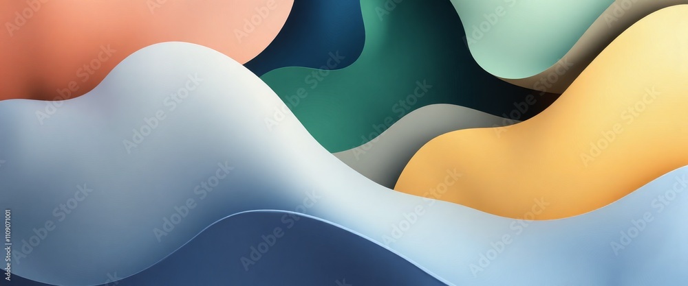 Poster a colorful wave with a blue and green section. the wave is made up of different colors and is very a
