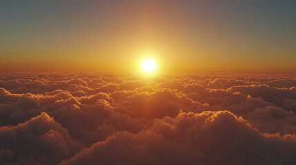 Golden Sunset Above a Sea of Clouds