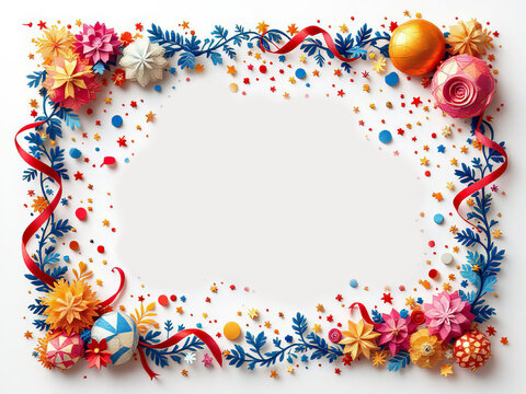 New Year's Eve paper cutout applique on a white background Holiday decorations. High quality illustration