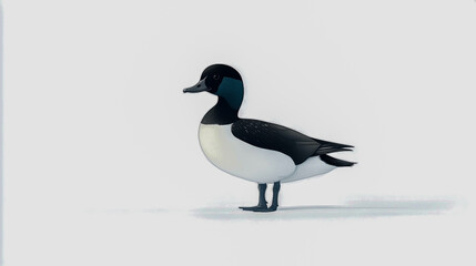 Fototapeta premium Detailed illustration of a black-headed duck standing on a clean white background