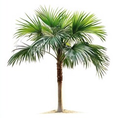 Fototapeta premium Young palm tree Isolated on White Background Generative AI