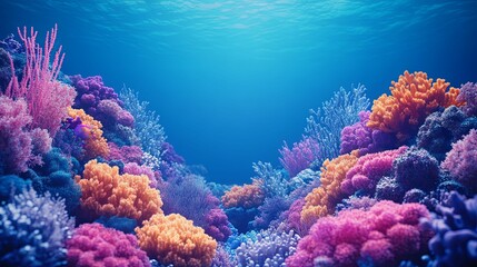Obraz premium Vibrant Coral Reef Underwater Scene Displaying Diverse Marine Life