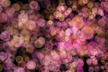 Bokeh lights effect on Pink, Purple color, Black Background, Gradient color, Abstract Blur, Glitter, Defocused, Seamless polka dot pattern, Creative, Illustration design