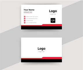 Modern simple business card design . double sided business card design template . red business card vector design.
