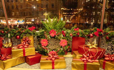 Christmas installation in the salon of the New Year's tram in the Czech Republic, the city of Brno