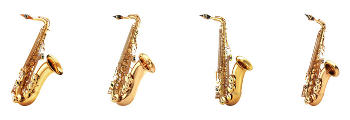 Golden Saxophone Isolated on Transparent Background