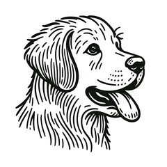Fototapeta premium Hand drawn dog outline illustration on white background.