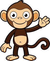 Obraz premium Happy Little Monkey Cartoon
