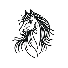 Fototapeta premium Hand drawn horse outline illustration on white background
