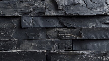 Sophisticated Dark Black Painted Brick Natural Stone Masonry Wall