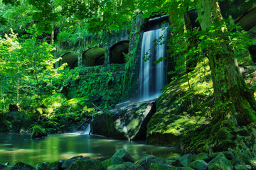 Hydroelectric Power Station - Wasserkraftwerk Lohmen - Wasserfall - Sächsische Schweiz - Moos -...
