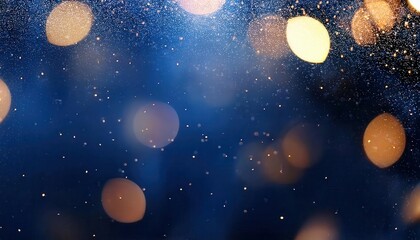 Fototapeta premium Enchanting Golden and Blue Bokeh Lights. Perfect for Festive Backgrounds, Holiday Greetings, Nighttime Photography Concepts, or Dreamy Artistic Digital Designs with Sparkling Depth