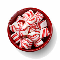 Red and White Peppermint Candy Candies in Red Bowl   Christmas Sweets  Holiday Treats  Fes