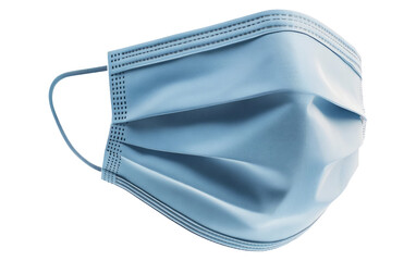 Blue Medical Mask Isolated on Clear Background