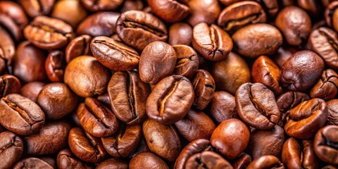 Obraz premium Close-up of a background of freshly roasted coffee beans, coffee, beans, roasted, background, close-up, fresh, texture, brown