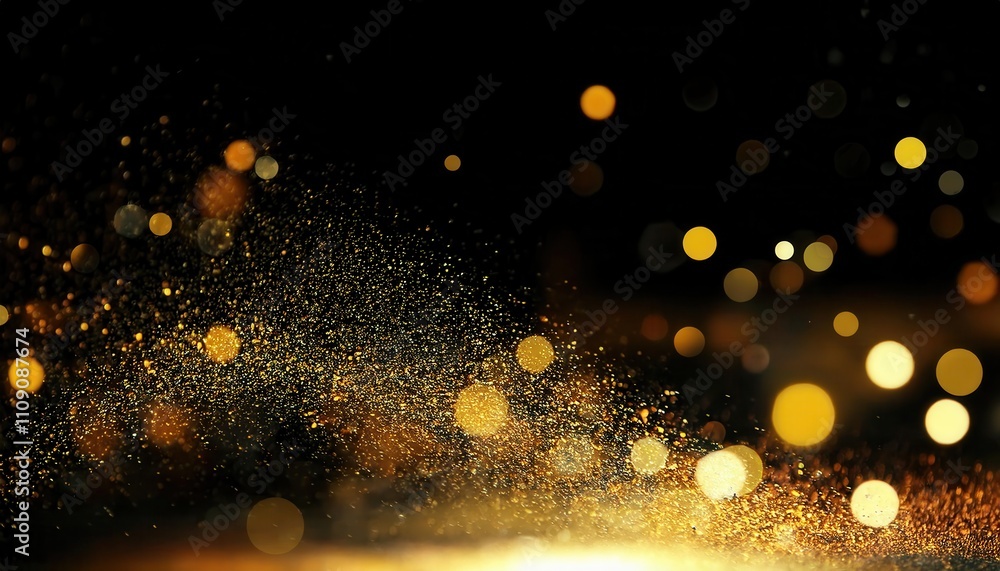 Aufkleber golden particle explosion. abstract bokeh and glitter sparkle effect background for luxury, celebrat