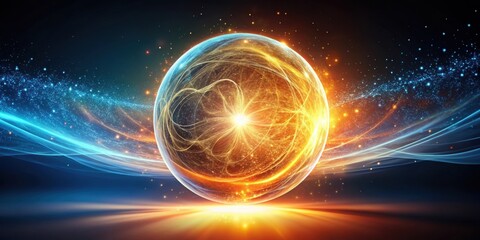 Obraz premium Abstract glowing orb with swirling energy and particles , glow, orb, abstract, energy, particles, luminescent, ethereal