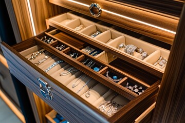Luxury Wooden Jewelry Organizer Drawer