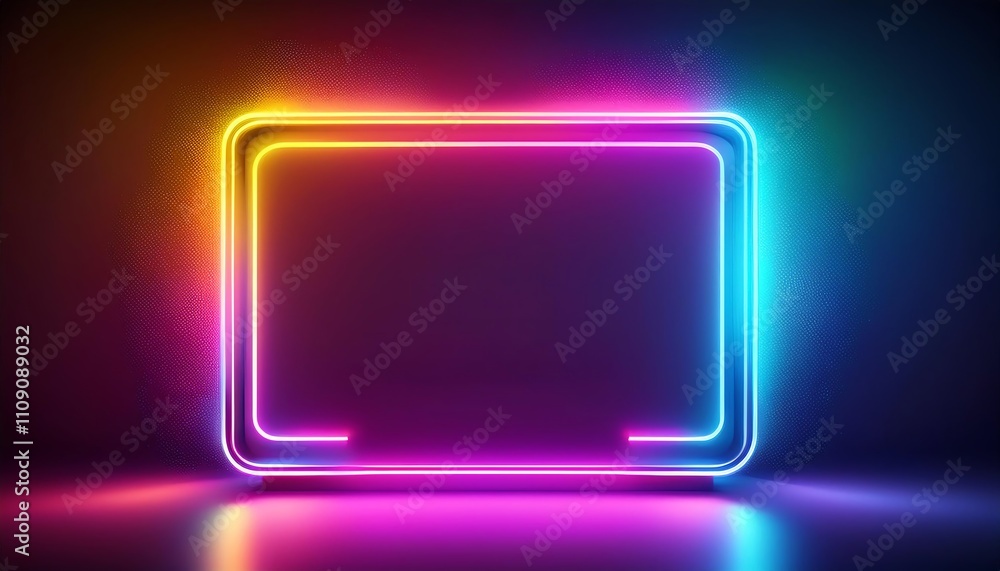 Poster a vibrant neon frame glowing against a dark background, creating a modern and dynamic atmosphere ide