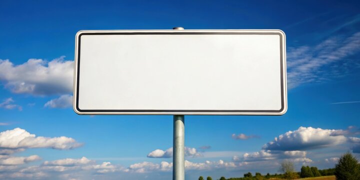 White blank road sign with space for text, blank, balise, signage, communication, information, message, copy space, blank space