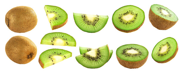 levitation kiwi fruit isolated white, transparent background, png file
