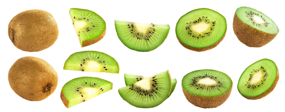 levitation kiwi fruit isolated white, transparent background, png file