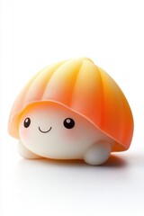 Fototapeta premium A cute, whimsical character resembling a sushi piece with a smiling face, ideal for children's products, food-related themes, or playful marketing campaigns, It adds a fun touch to branding materials
