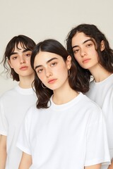 Fototapeta premium Three young women in a close-knit composition