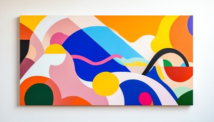 Obraz premium Vibrant abstract artwork featuring geometric shapes, bold colors, and energetic brushstrokes. Perfect for modern design projects.