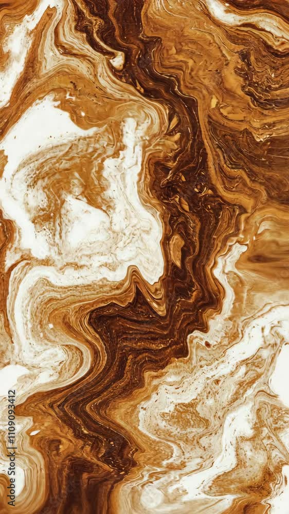 Aufkleber abstract brown and white marbled texture with smooth flowing patterns in a warm color palette