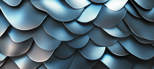 Obraz premium Polished Metallic Scales in Silver and Blue