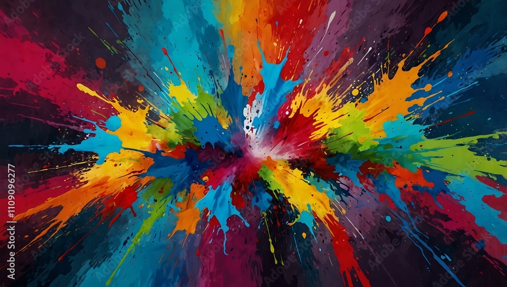 Poster vibrant abstract art splashes of color representing creativity and expression.