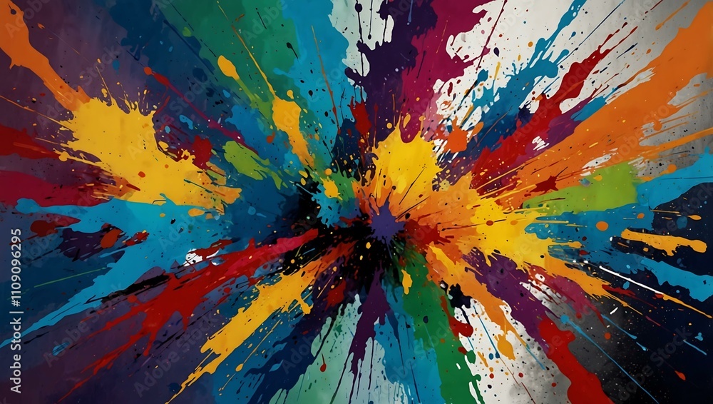 Poster vibrant abstract art splashes of color representing creativity and expression.