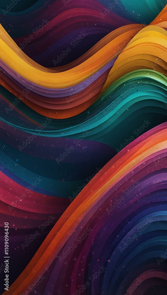 Poster vibrant abstract background with waves and circles.