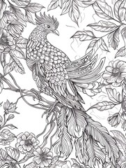 Naklejka premium peacock feather pattern children coloring book