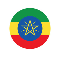Vector Ethiopia National Flag icon. Round flag of Ethiopia on white Background.