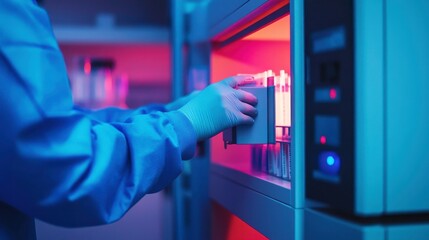 Laboratory Technician Handling Samples in Bio-Cabinet