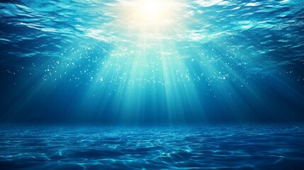 Obraz premium Sunlit Blue Abyss: Diving and Scuba Background in the Underwater Ocean