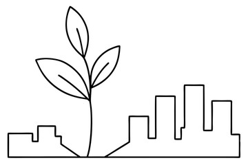 Urban Greenery Plant Growth in Cityscape, Sustainable Development