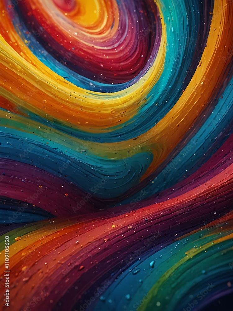 Poster vibrant swirls of color representing movement and emotion.