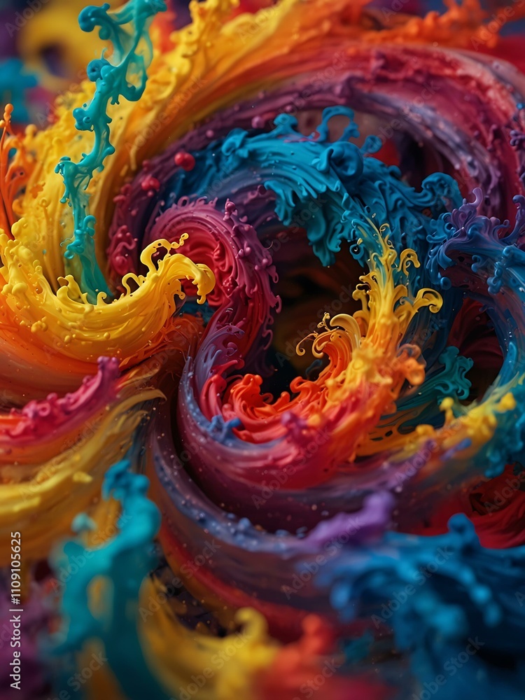 Poster vibrant swirls of color representing movement and emotion.