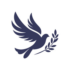 Obraz premium Silhouette Vector Illustration of a Peace Dove with Olive Branch
