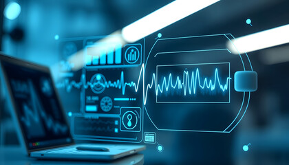 Obraz premium Health care concept monitoring technology with a white accent, png