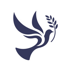Peace Dove with Olive Branch Silhouette Vector Illustration