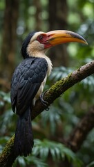 Fototapeta premium Visayan hornbill bird in a tropical rainforest.